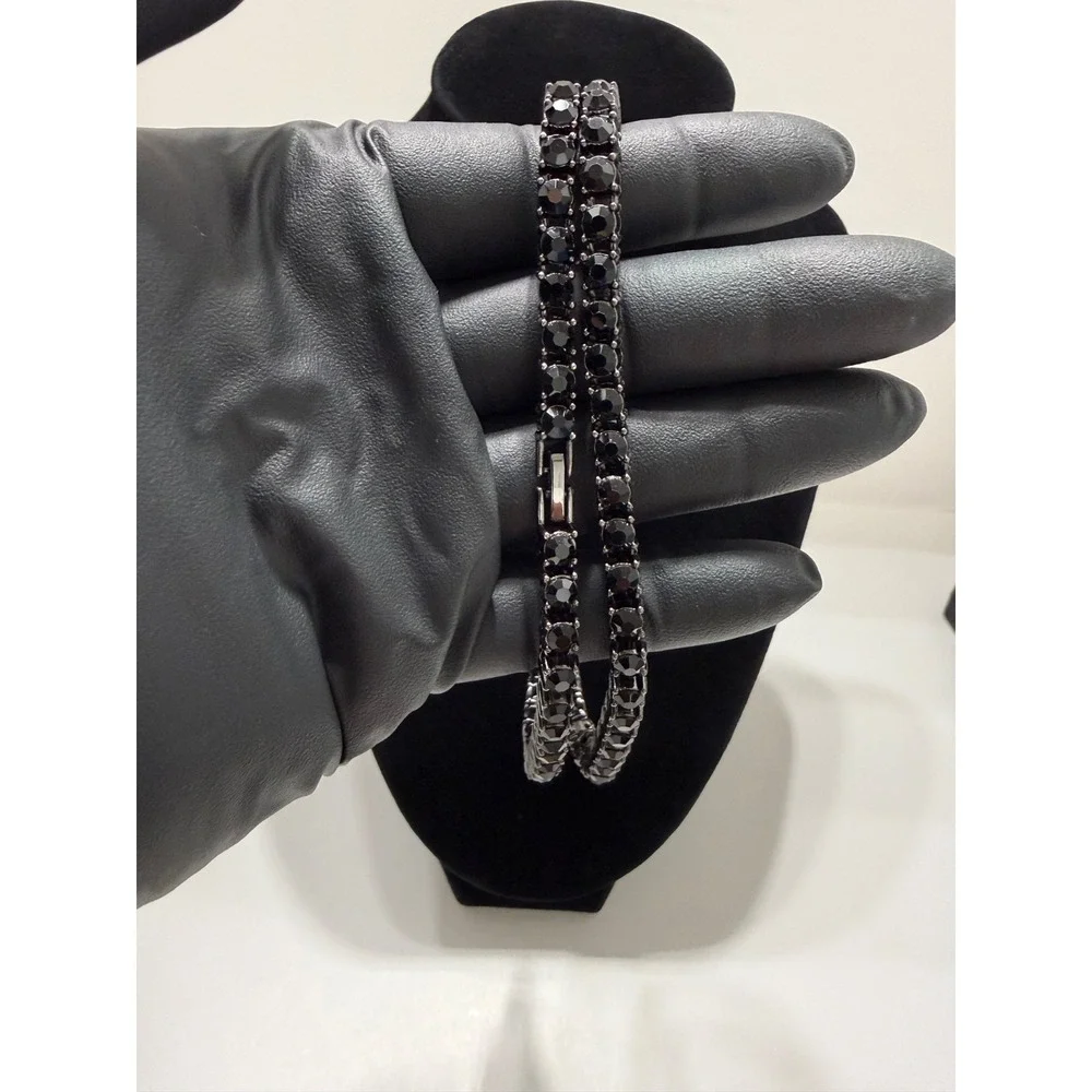 blk box tennis chain necklace iced out vvscz stones over stainless 24inch 5.5mm